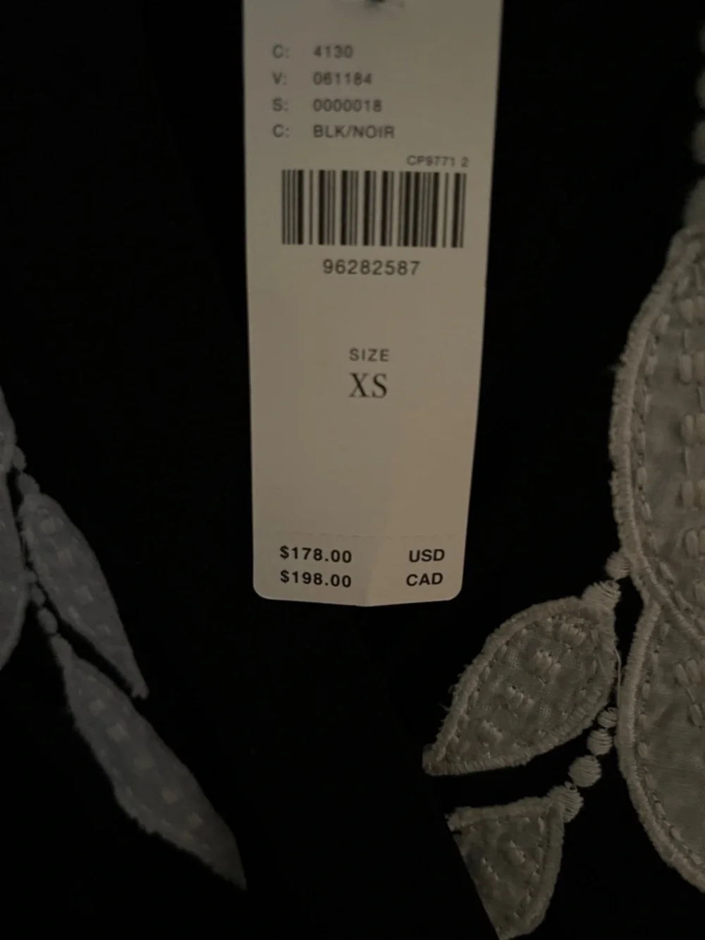 Anthropologie Black Midi Dress with White Leaf Embroidery - Picture 8 of 8